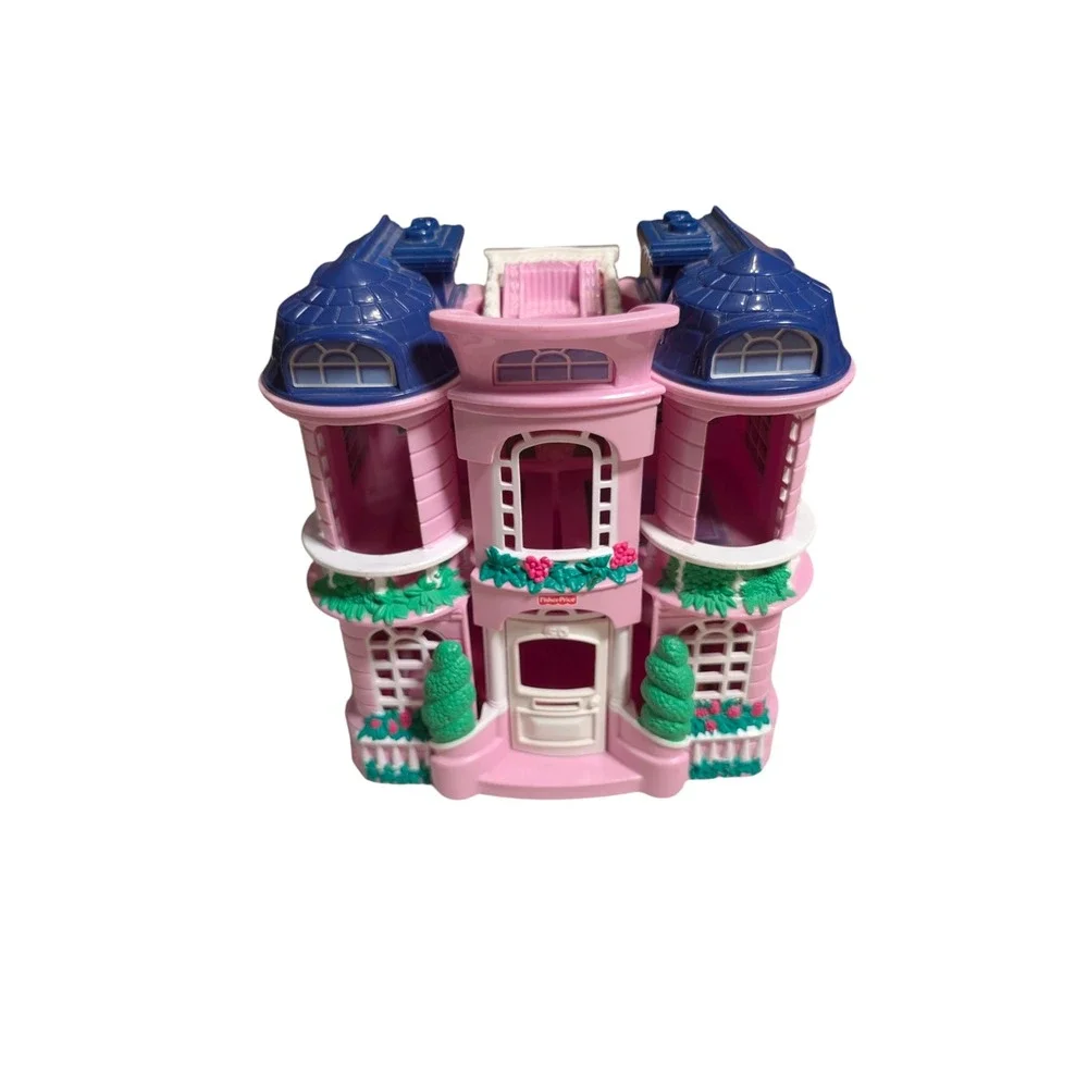 Fisher Price Sweet Streets Pink Blue Victorian Dollhouse Folding Playset 2001